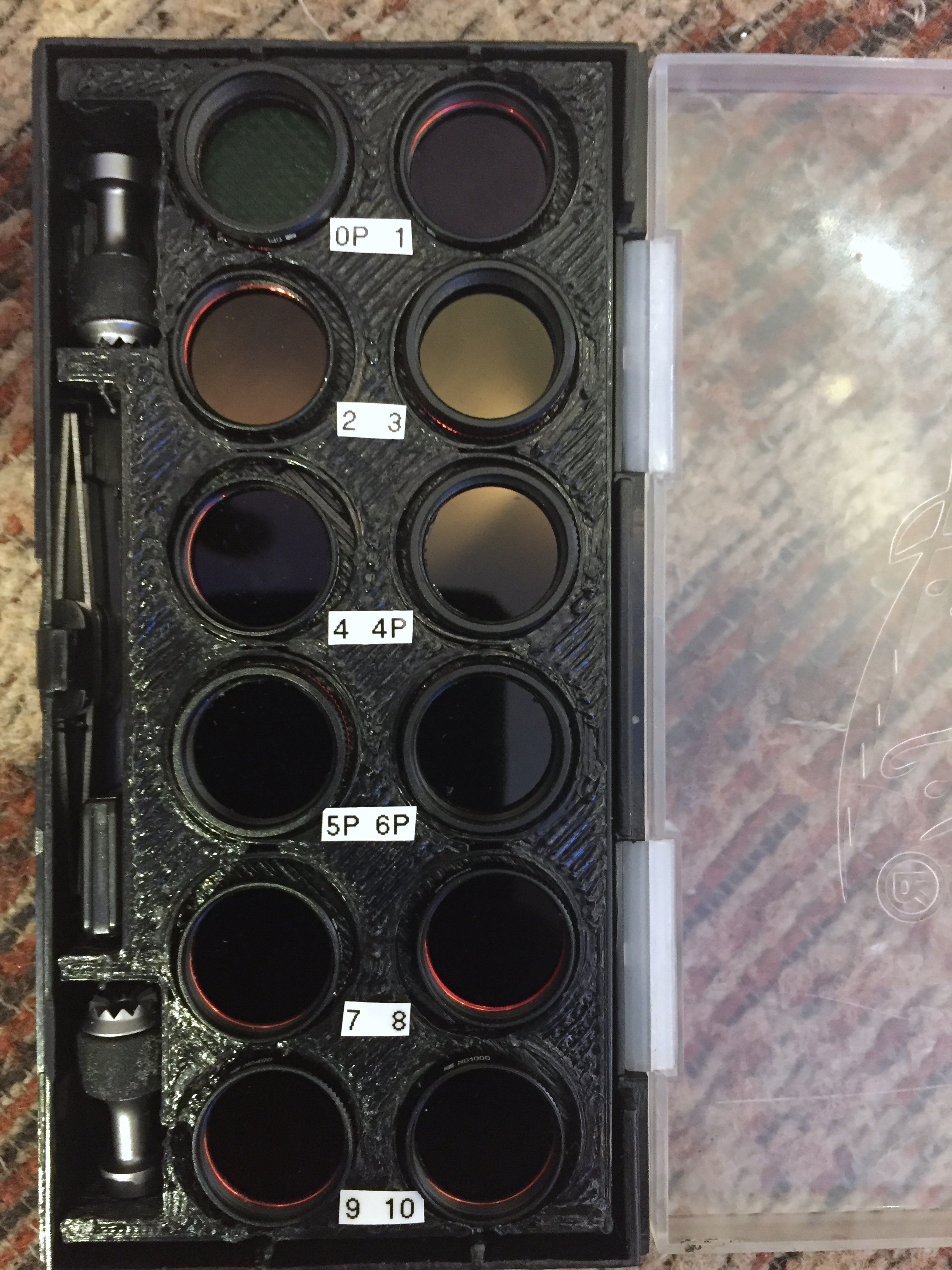 Filter tray labeled