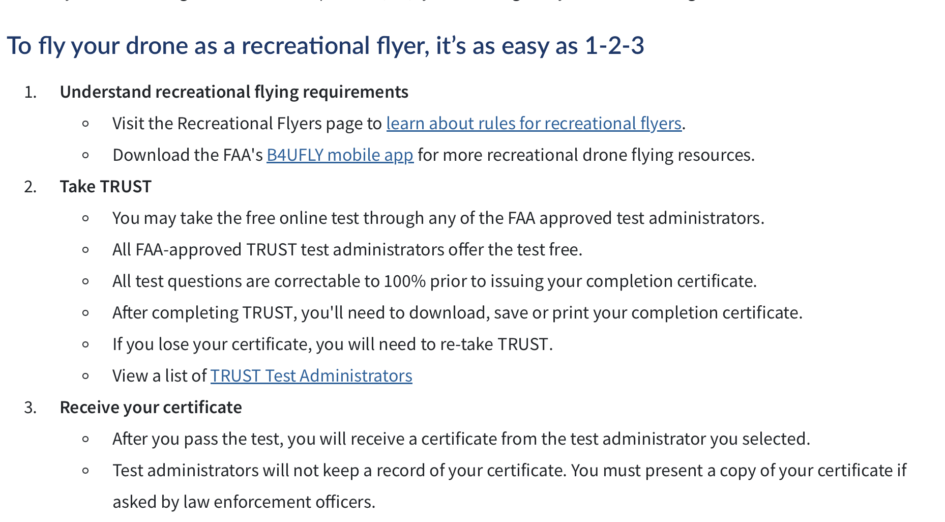 FAA TRUST test